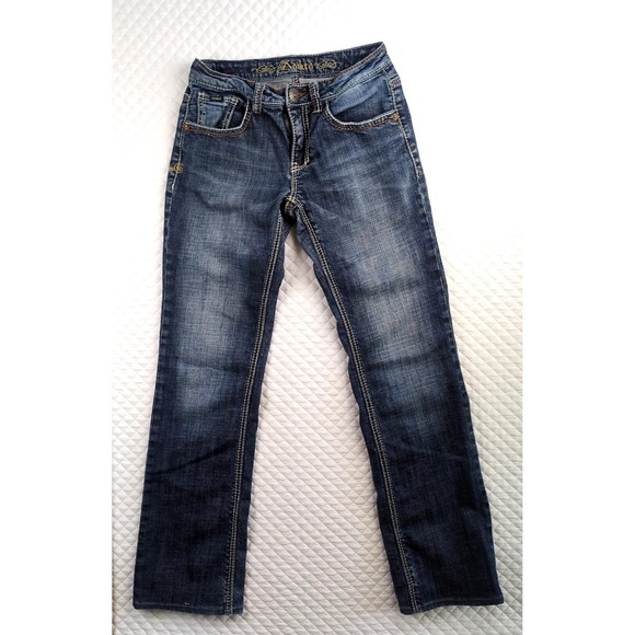 Adiktd Denim - Adiktd Women's Jeans Size 4/28W Low Rise Boot Cut Distressed Blue Snap Detail